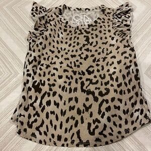 Chaser Girls Leopard Ruffle Shoulder Top